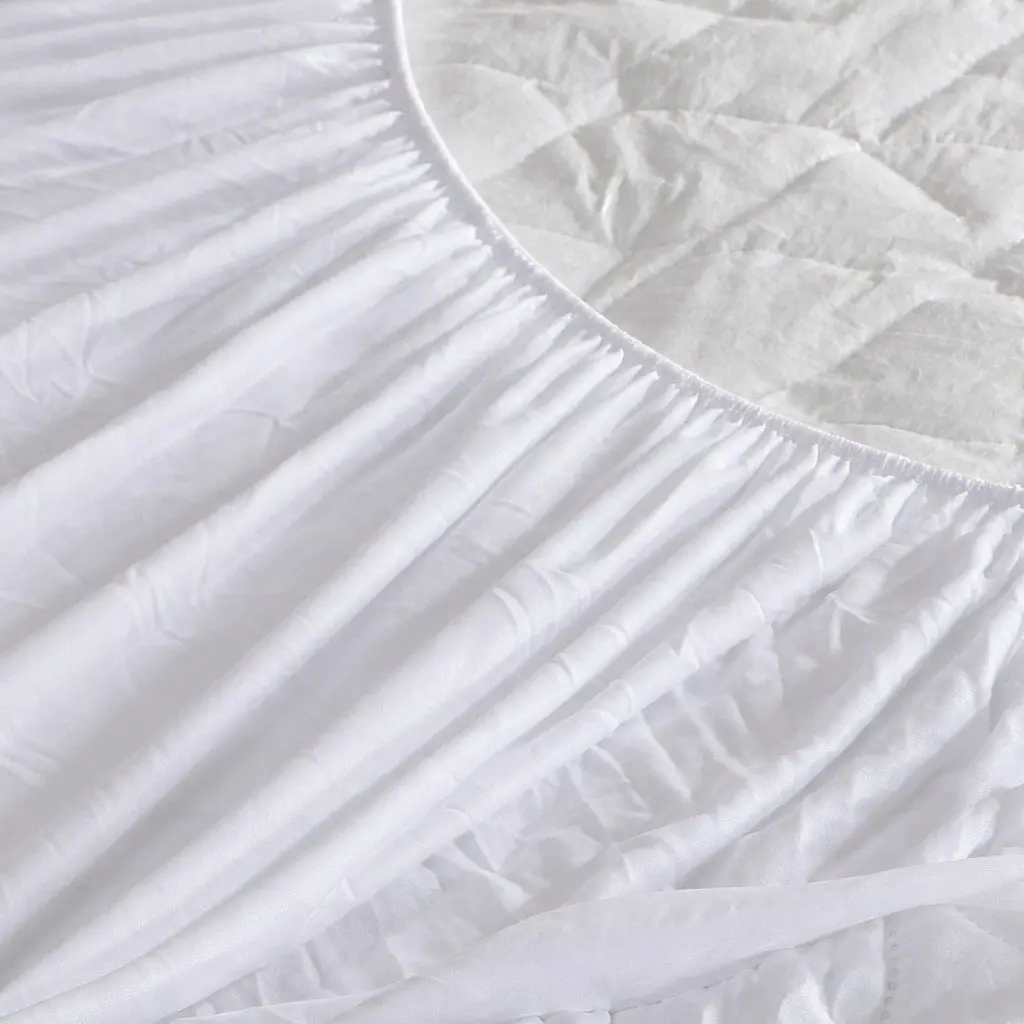 Single Fitted Waterproof Mattress Protector Dust Mite Allergen Prevention White