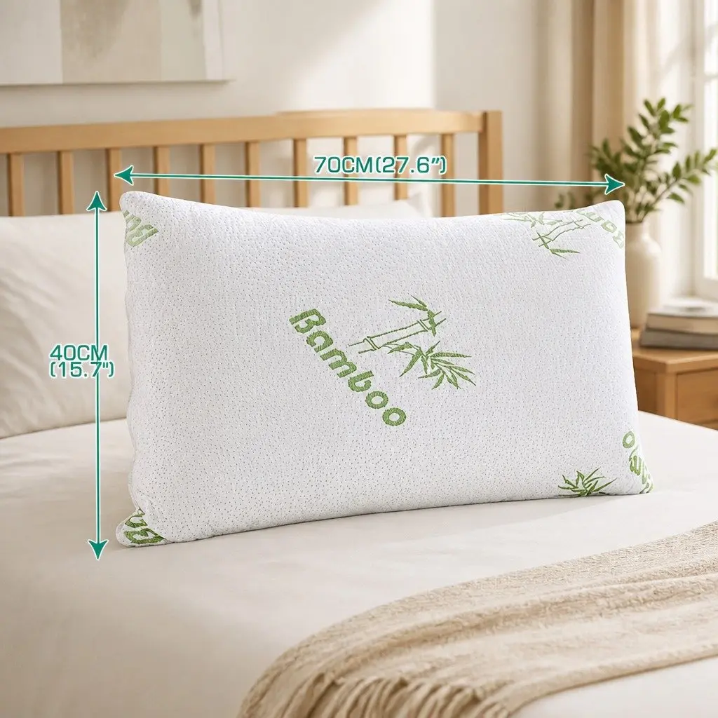 Memory Foam Pillow Neck Support 70cm x 40cm Bamboo Fabric Cover