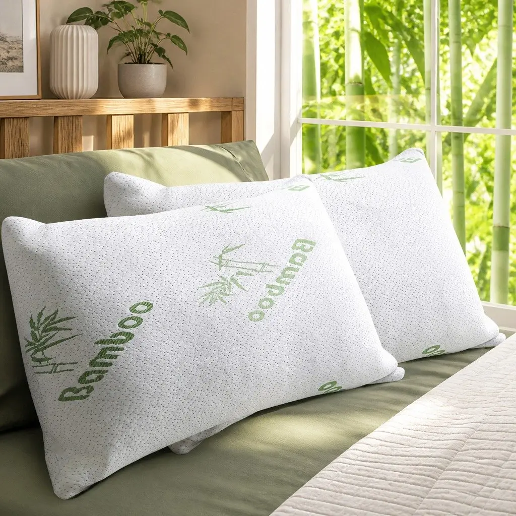 Memory Foam Pillow Neck Support 70cm x 40cm Bamboo Fabric Cover