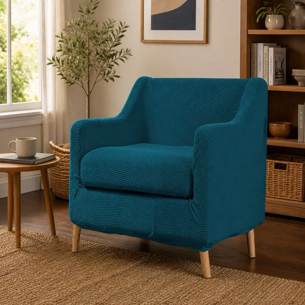 Sofa Cover Stretch Protector Removable Machine Washable 1 Seater Green 2 Piece