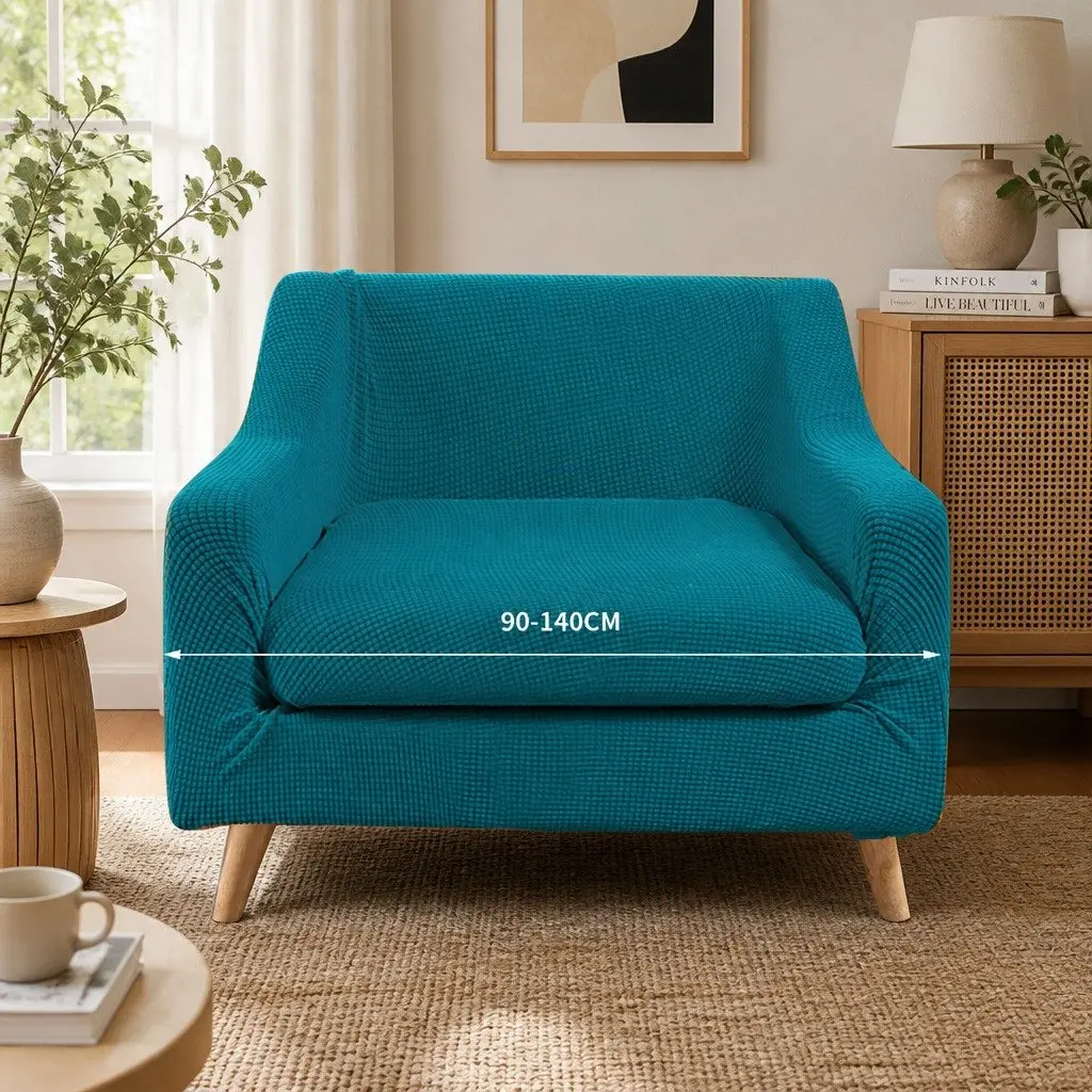 Sofa Cover Stretch Protector Removable Machine Washable 1 Seater Green 2 Piece