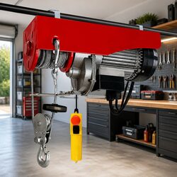 Electric Hoist Winch 300/600KG 18M Cable Remote Control Lifting Tool Red