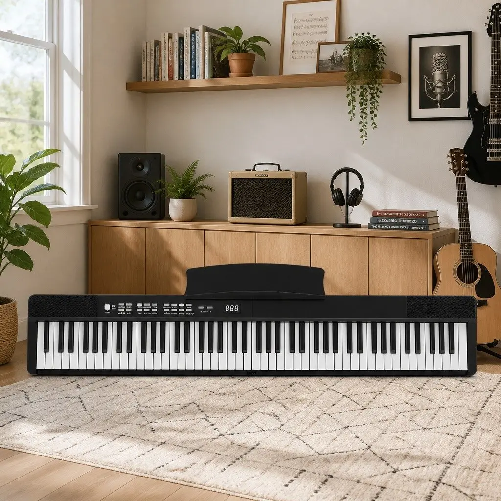 88 Key Electronic Piano Keyboard Foldable Digital Music MIDI USB Bluetooth Black