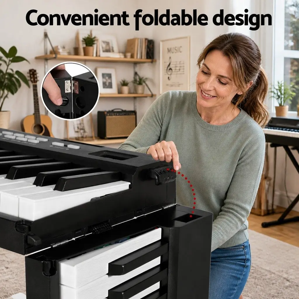 88 Key Electronic Piano Keyboard Foldable Digital Music MIDI USB Bluetooth Black