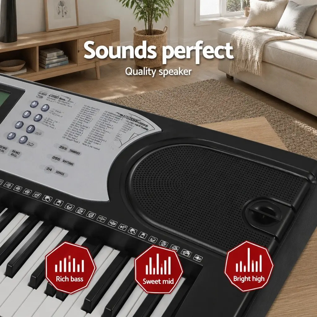 61-Key Digital Piano Keyboard Portable Music Instrument with Adjustable Stand Silver