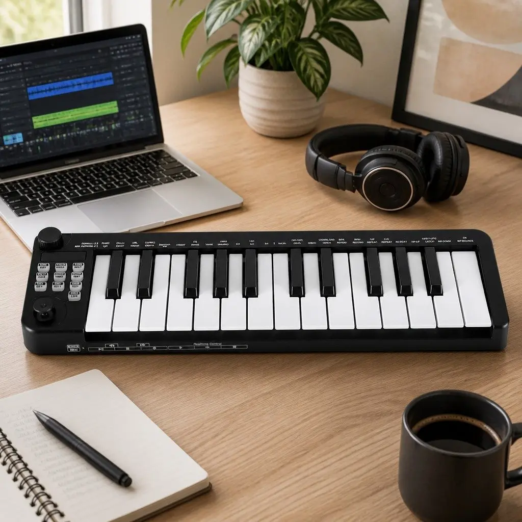 MIDI Keyboard Controller 25-Key Music Production Portable Black
