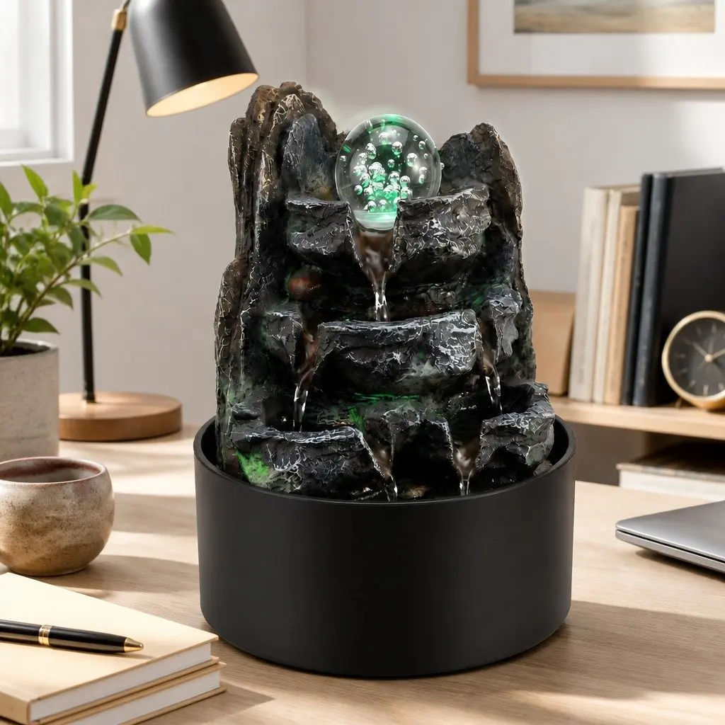 Tabletop Water Fountain with Calm Flow and Remote Control