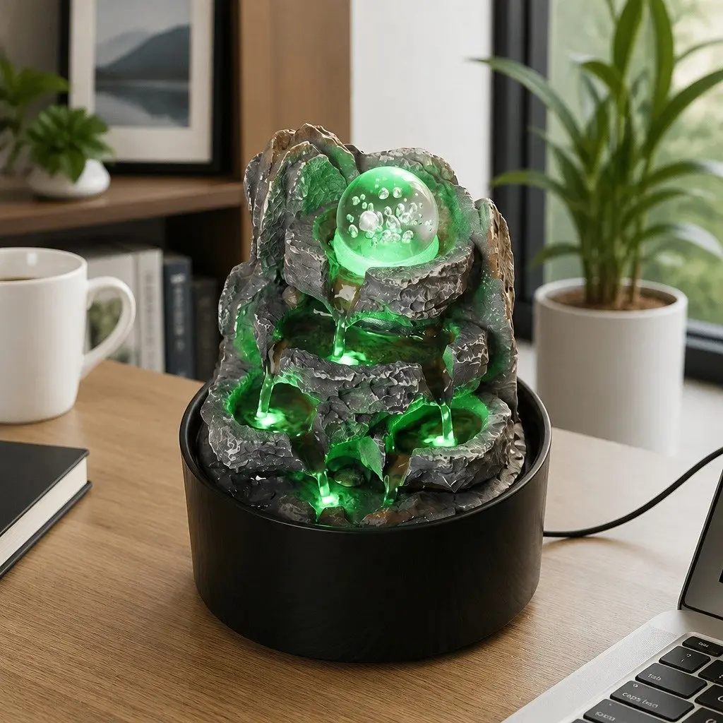 Tabletop Water Fountain with Calm Flow and Remote Control