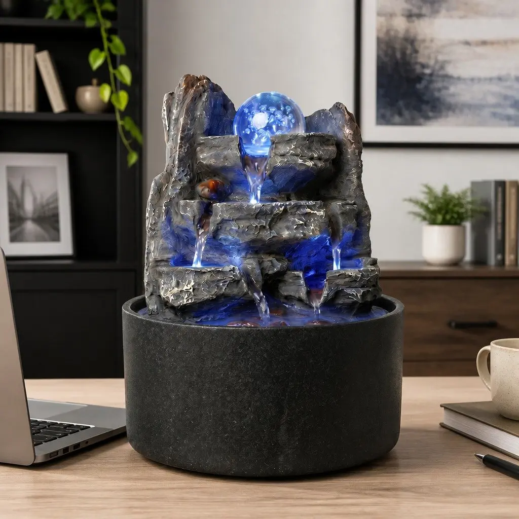 Tabletop Water Fountain with Calm Flow and Remote Control