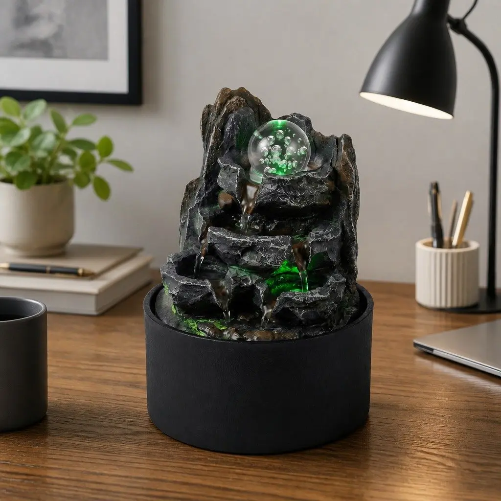 Tabletop Water Fountain with Calm Flow and Remote Control