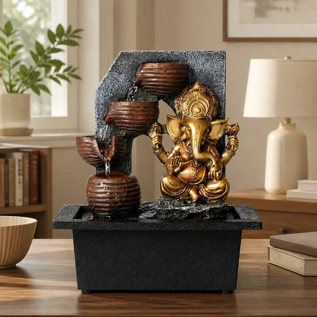 Desktop Fountain LED Tabletop Water Feature Zen Mini Office Living Room Decor