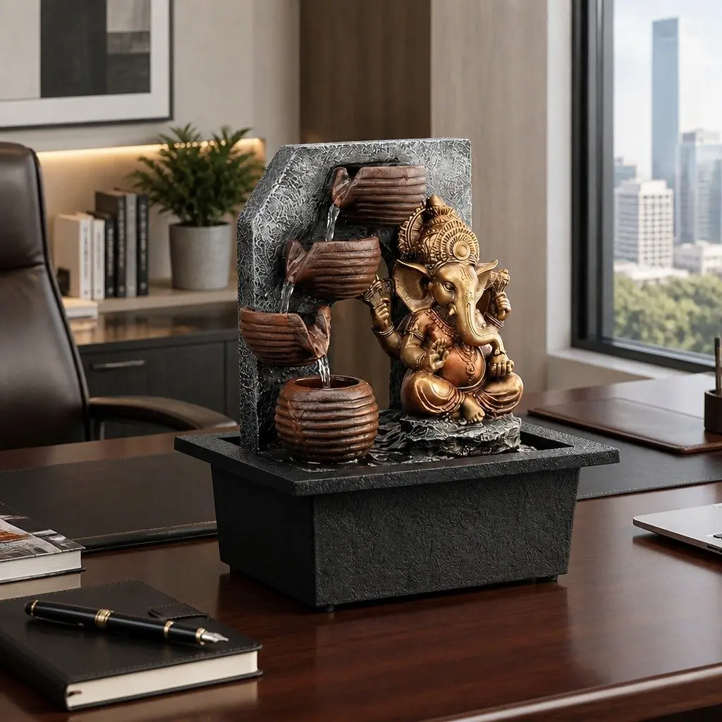 Desktop Fountain LED Tabletop Water Feature Zen Mini Office Living Room Decor