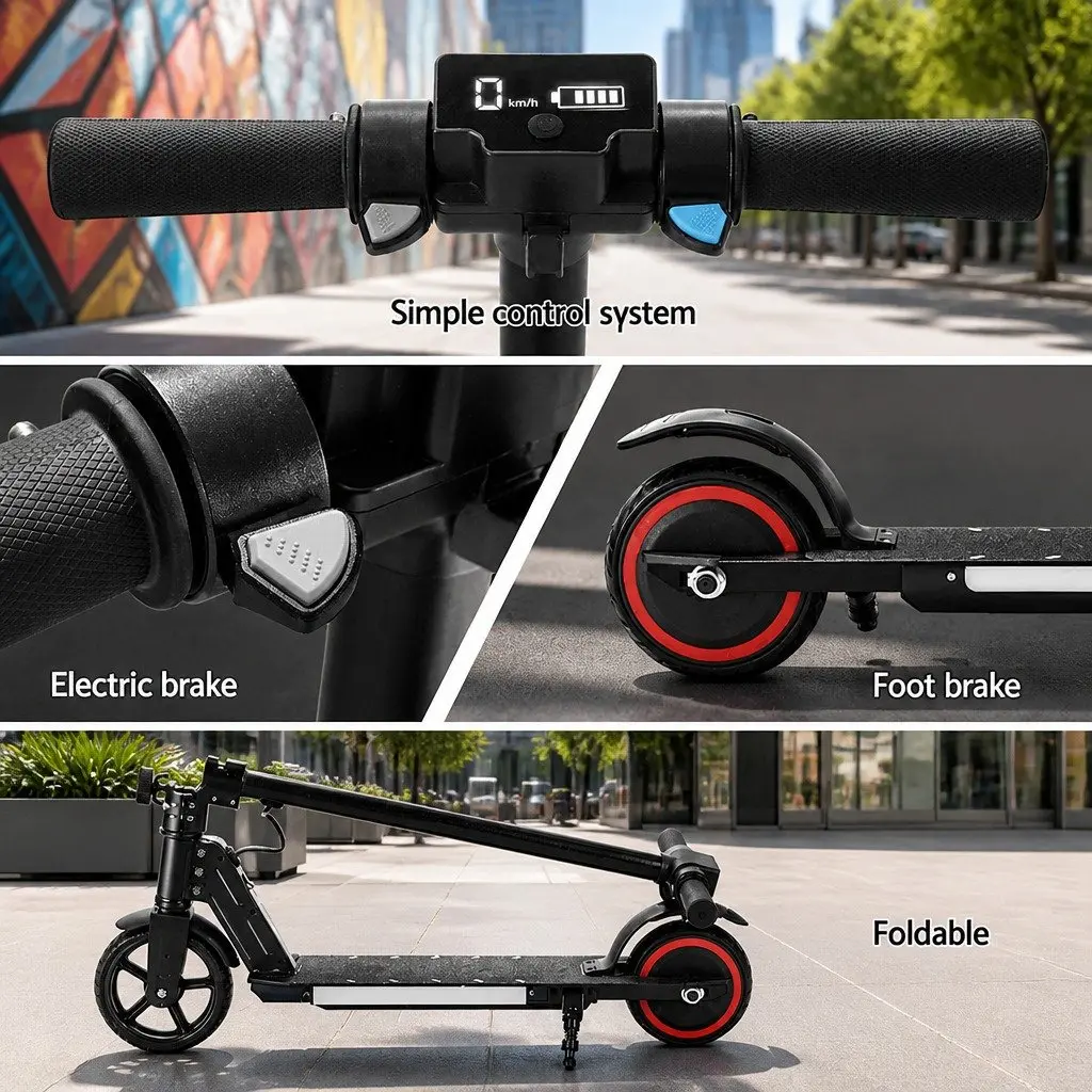 Electric Scooter 130W Commuter 16KM/H Foldable Portable Black