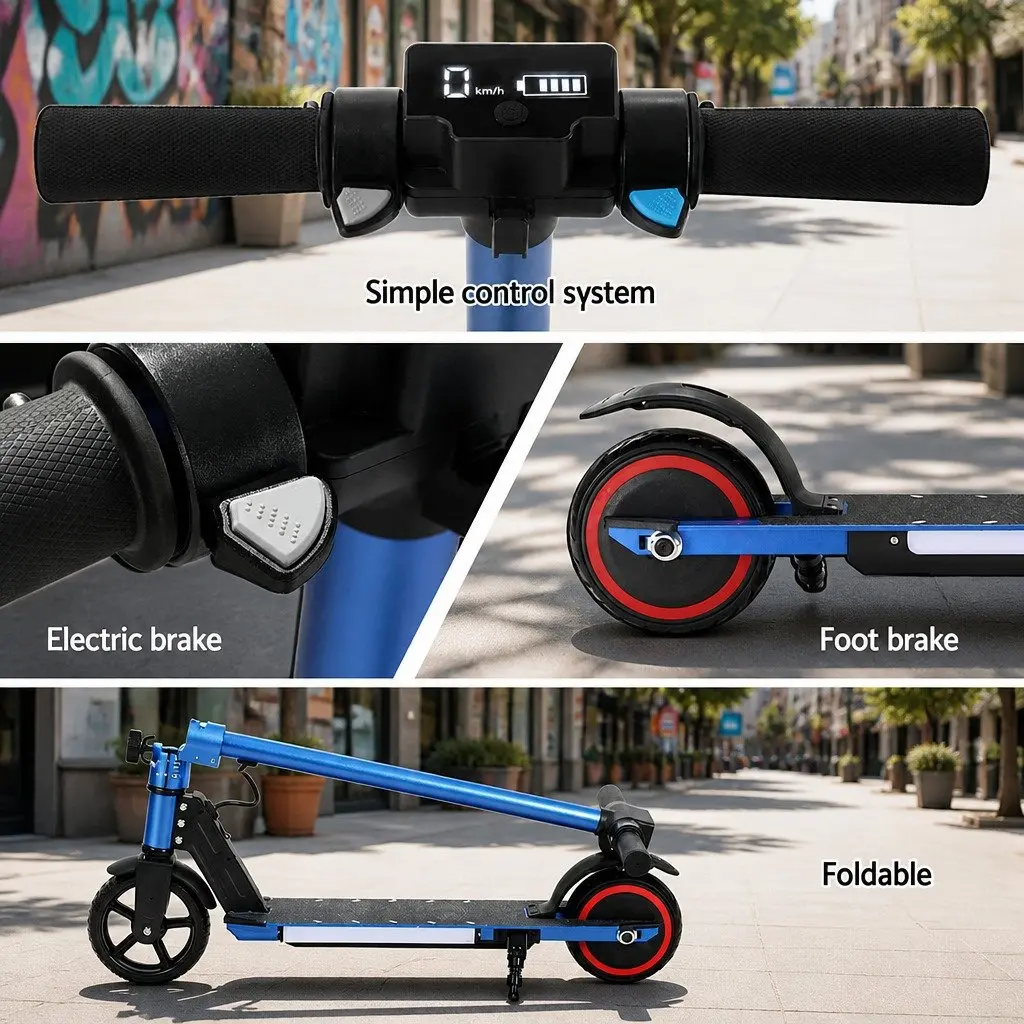 Electric Scooter Commuter 130W 16km/h Foldable Portable Blue