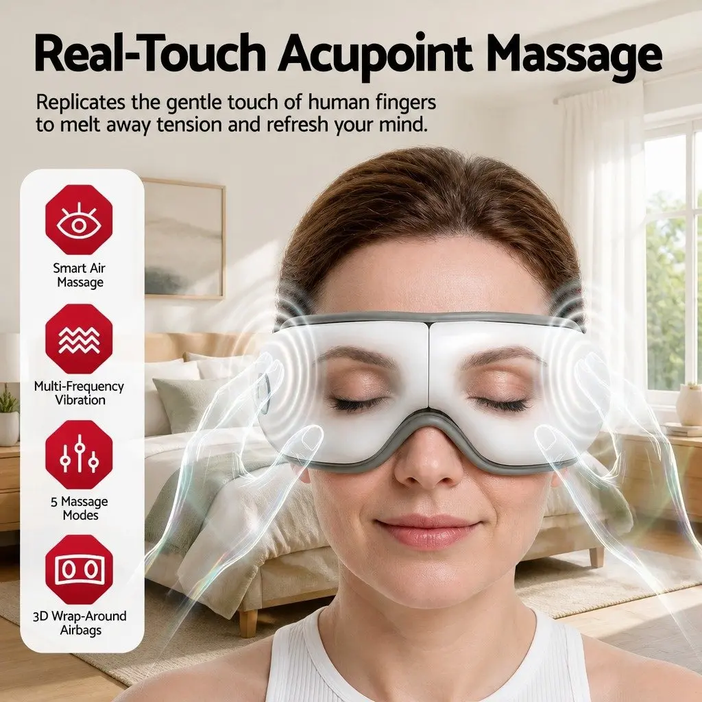 Eye Massager with Heat Vibration Bluetooth Music 180° Foldable Electric Mask