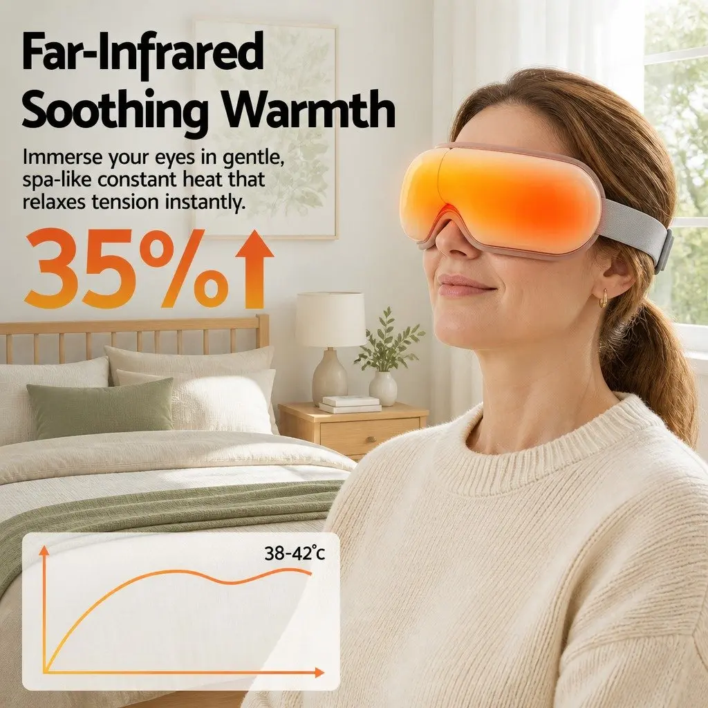 Eye Massager with Heat Vibration Bluetooth Music 180° Foldable Electric Mask