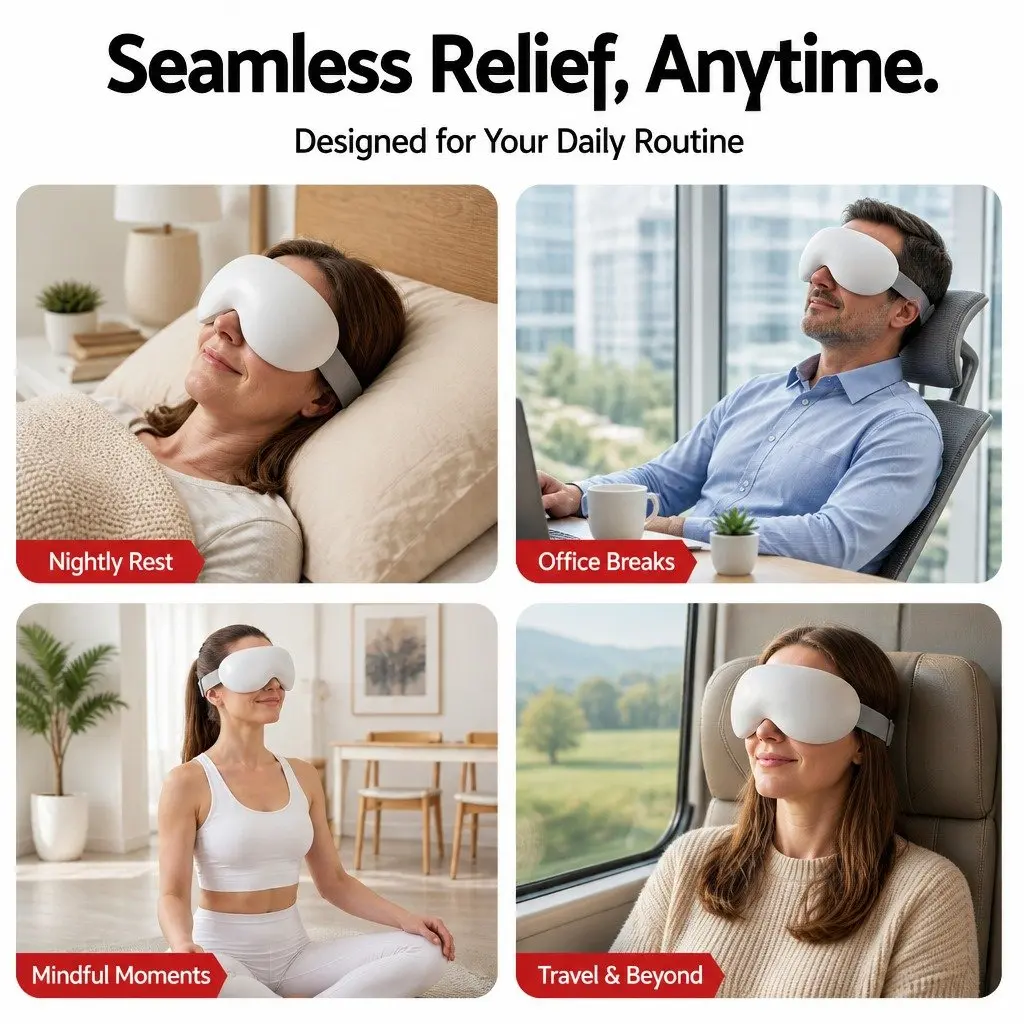 Dual Hot and Cold Compress Eye Massager 12 Vibrating Nodes White