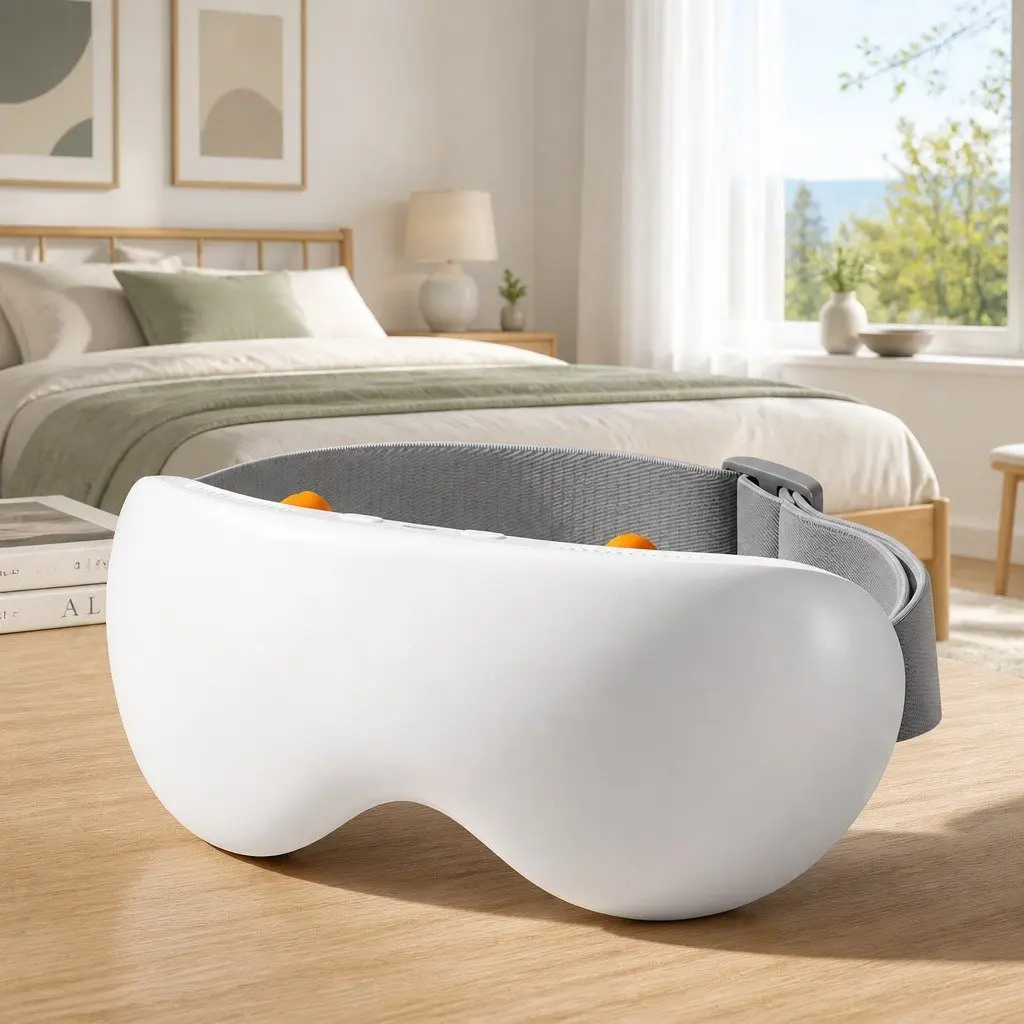 Dual Hot and Cold Compress Eye Massager 12 Vibrating Nodes White