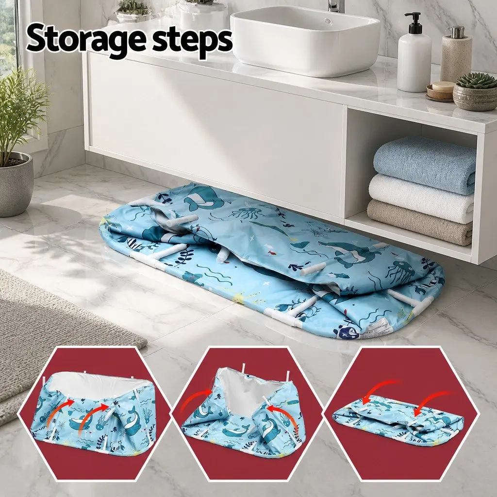 Foldable Bathtub Portable Spa 114x62cm Blue