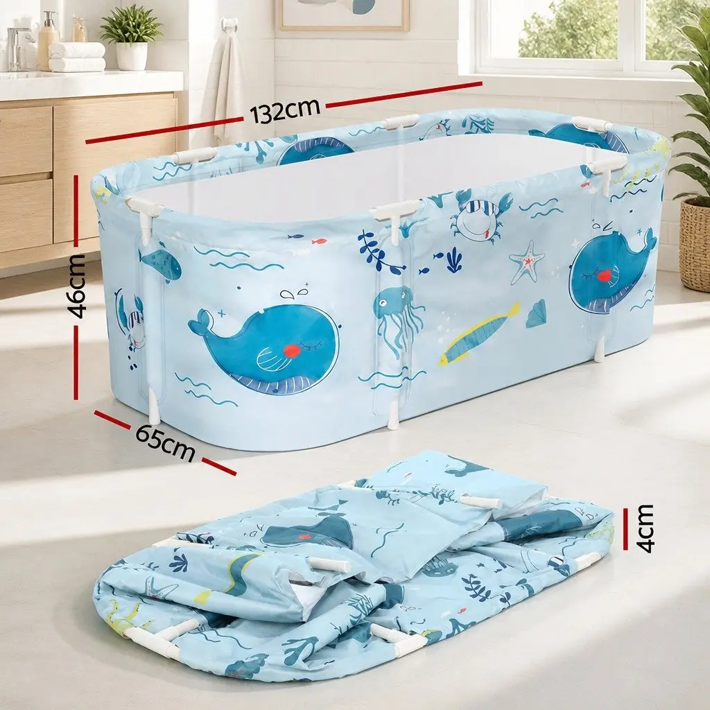 Foldable Bathtub Portable Spa Indoor Outdoor 134x65cm Blue