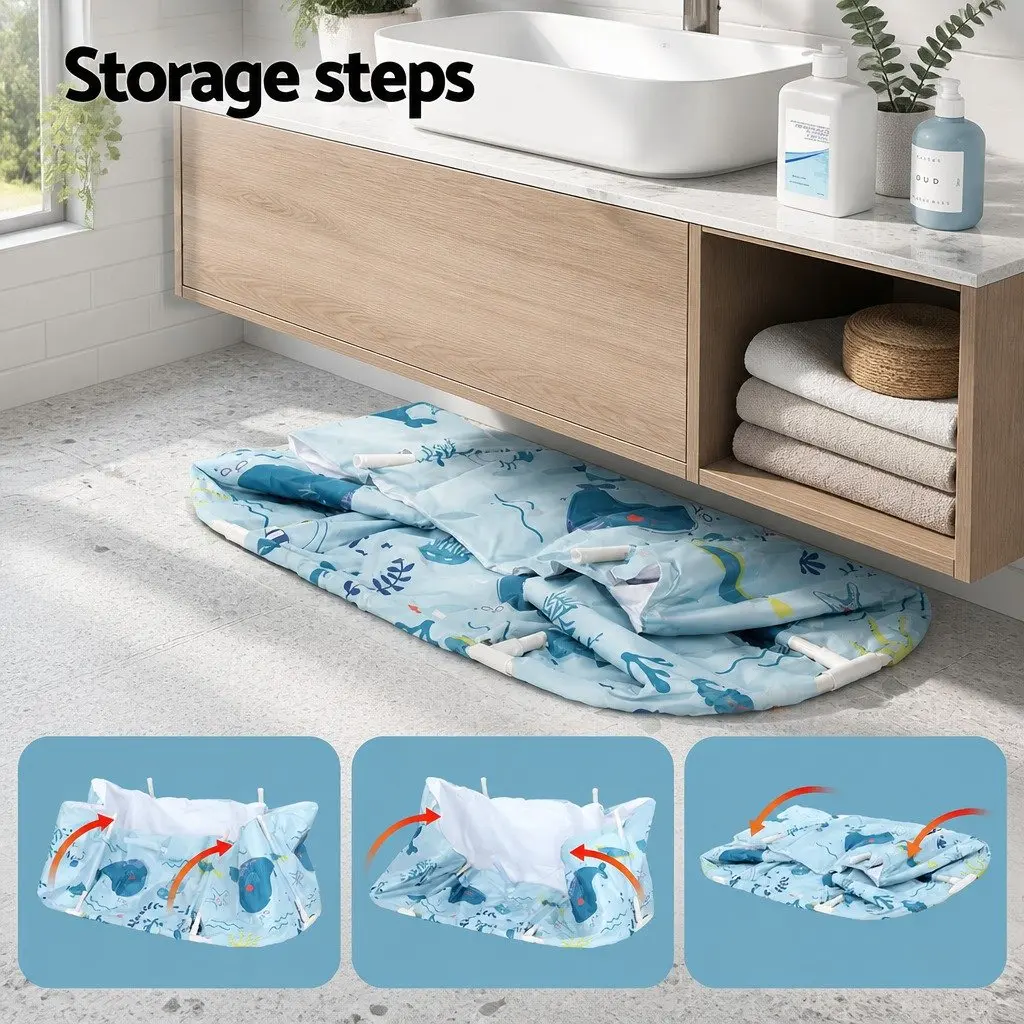 Foldable Bathtub Portable Spa Indoor Outdoor 134x65cm Blue
