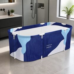 Foldable Bathtub Portable Inflatable Spa Bucket Navy Blue Indoor Outdoor