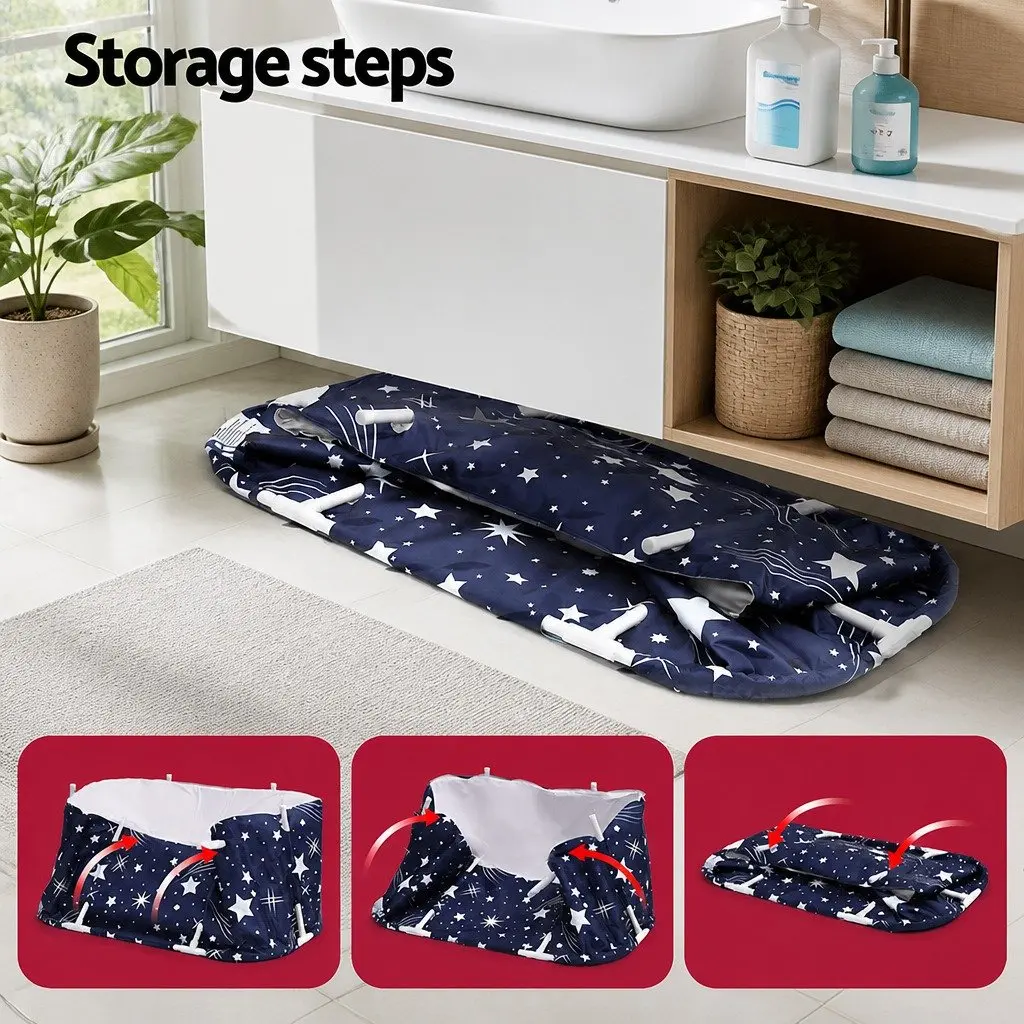 Foldable Bathtub Navy Blue Inflatable Spa Bucket 134x65cm Indoor Outdoor