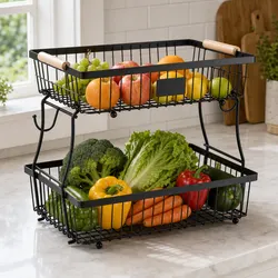 Reliable 2-Tier Fruit Basket with Detachable Tiers