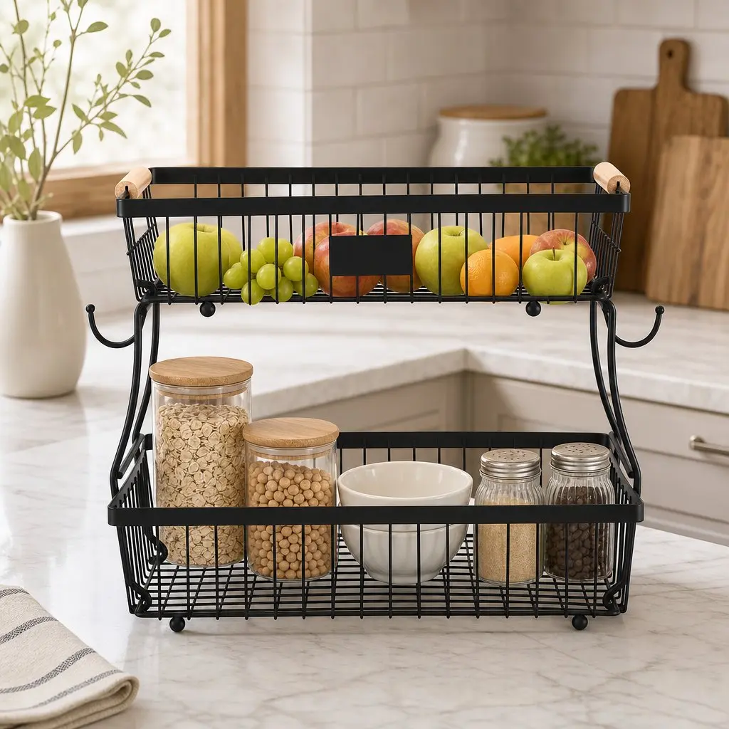2-Tier Fruit Basket with Detachable Tiers