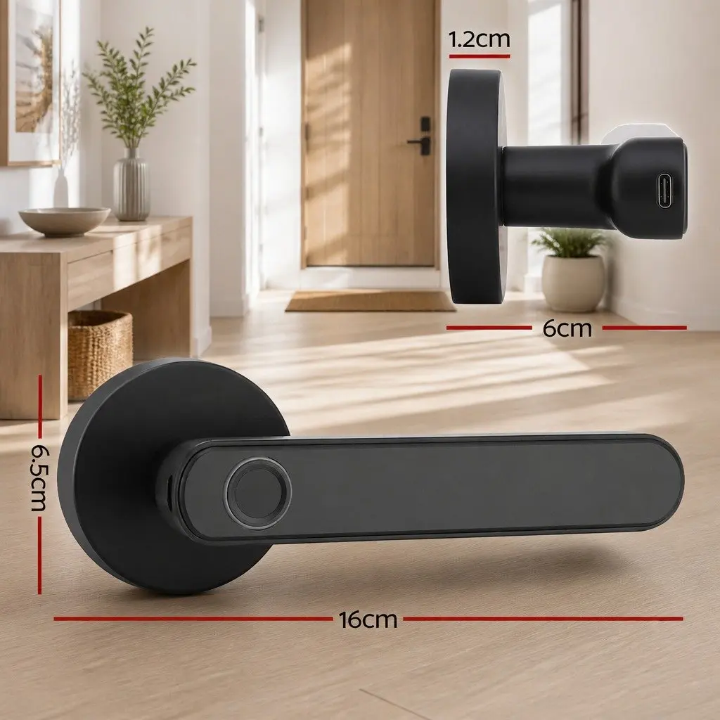 Electronic Fingerprint Door Lock Bluetooth App Control Keyless Access Black