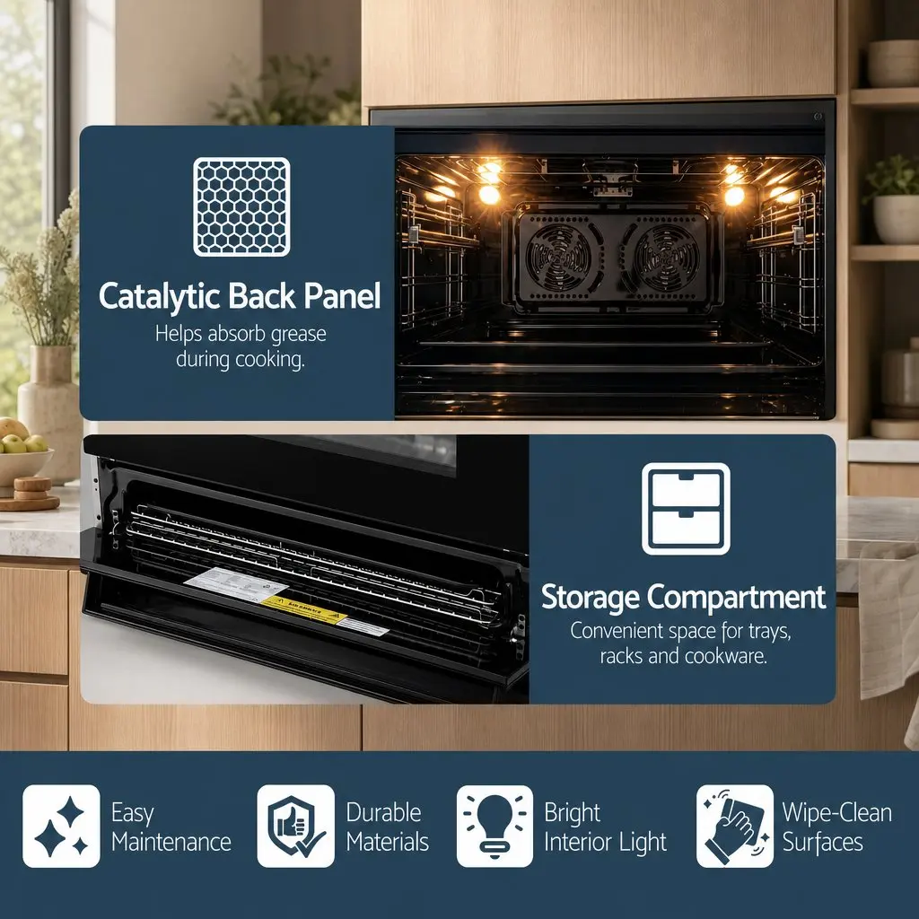 90cm Freestanding Cooker Gas Cooktop Electric Oven 121L Black