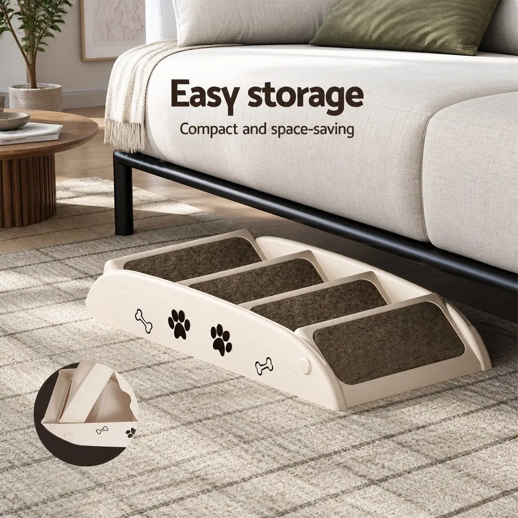 Dog Ramp Steps Stairs Portable Foldable Access for Pets 62cm x 40cm x 49cm Beige