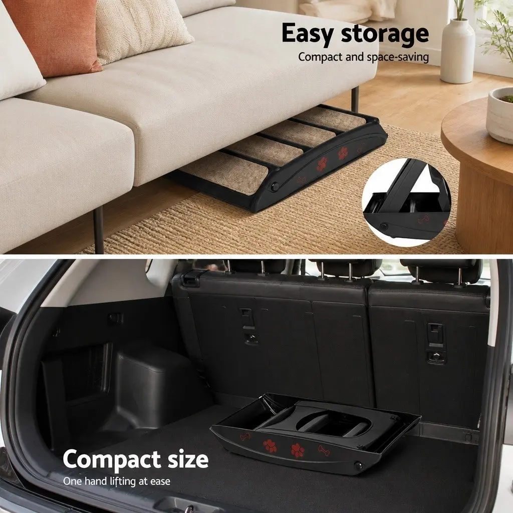 Dog Ramp Steps For Bed Sofa Car Pet Stairs Ladder Portable Foldable Black