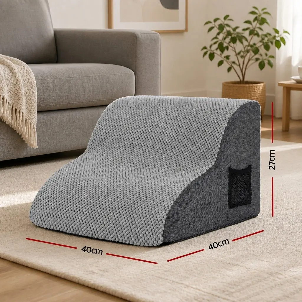 Dog Ramp 2 Steps Non-Slip Foam Grey for Small Dogs Bed Sofa Car