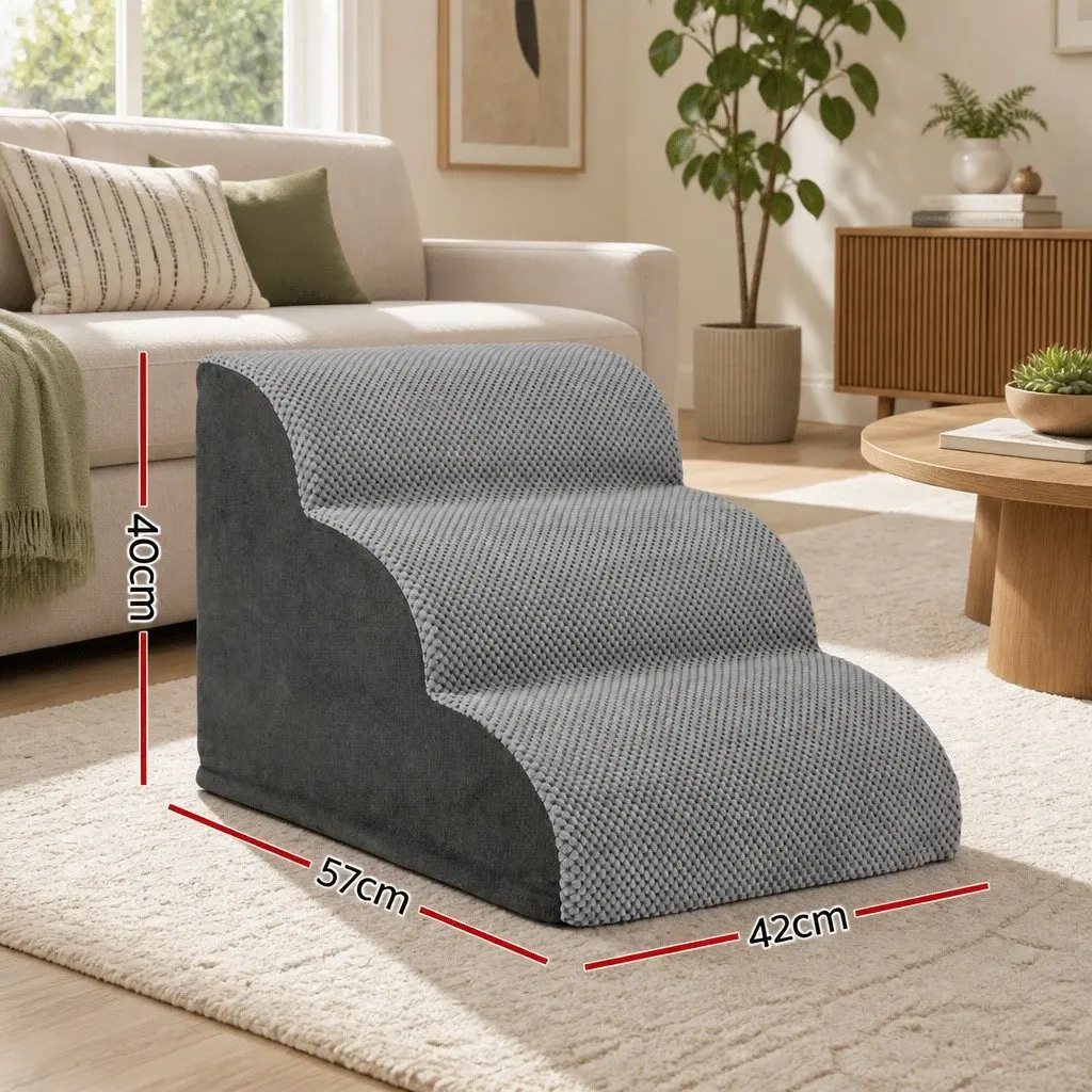 Dog Ramp Steps 3 Tier Foam Portable Indoor Grey