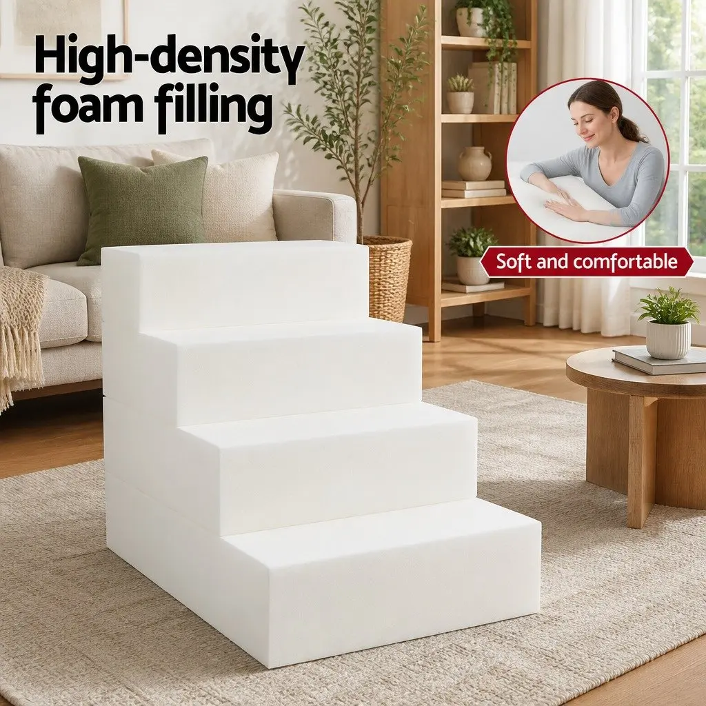 Dog Ramp Pet Stairs 4 Steps Foam Portable Non-Slip Dark Grey