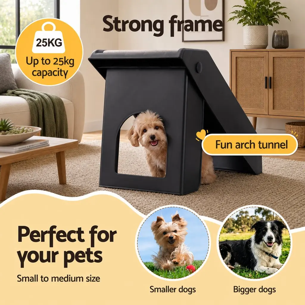 Dog Ramp Portable Pet Stairs 3 Steps Foldable Ladder for Bed Sofa Car Black