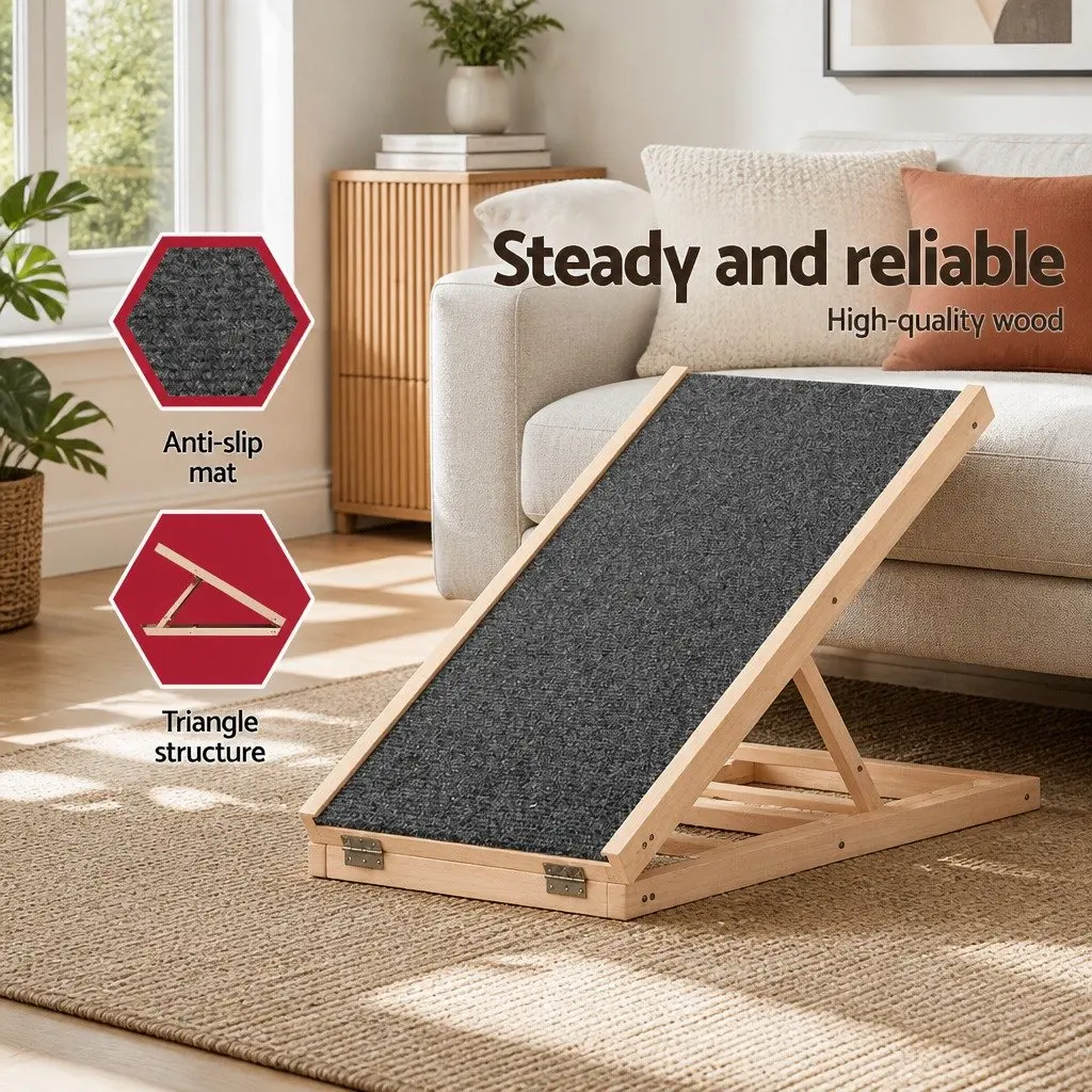 Dog Ramp Steps 70cm Adjustable Height Wooden Pet Stairs Foldable Bed Sofa Car