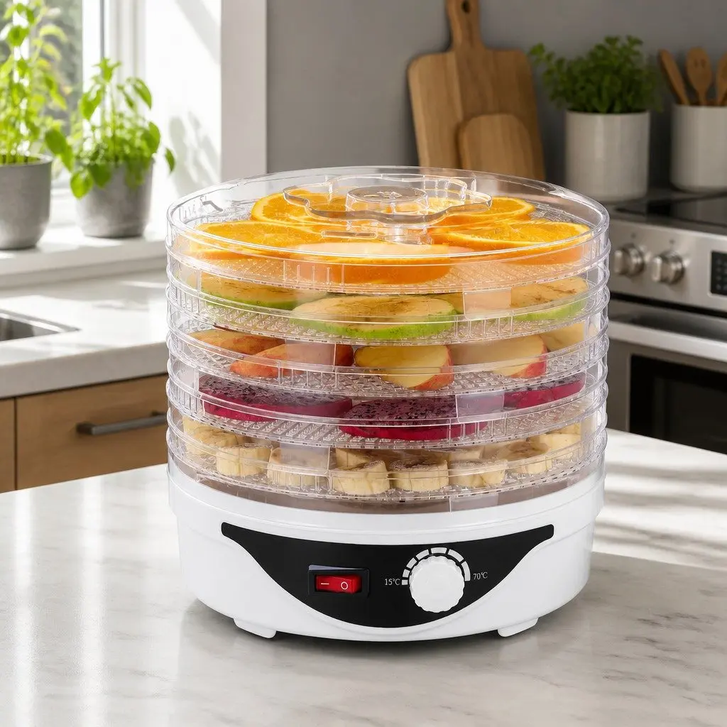 5 Tray Food Dehydrator Fruit Vegetable Meat Jerky Dryer Machine White