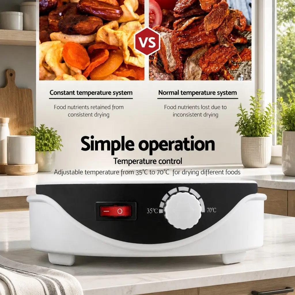5 Tray Food Dehydrator Fruit Vegetable Meat Jerky Dryer Machine White