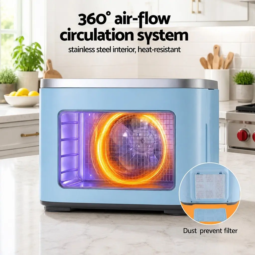 Food Dehydrator Mini Fruit Dryer 5 Trays Blue with LED Touch Control Panel