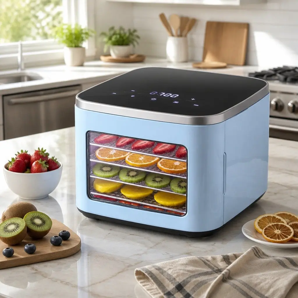 Food Dehydrator Mini Fruit Dryer 5 Trays Blue with LED Touch Control Panel