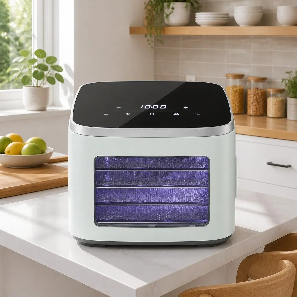 Food Dehydrator Machine 5 Tray Compact Fruit Dryer Green Adjustable Temperature Control