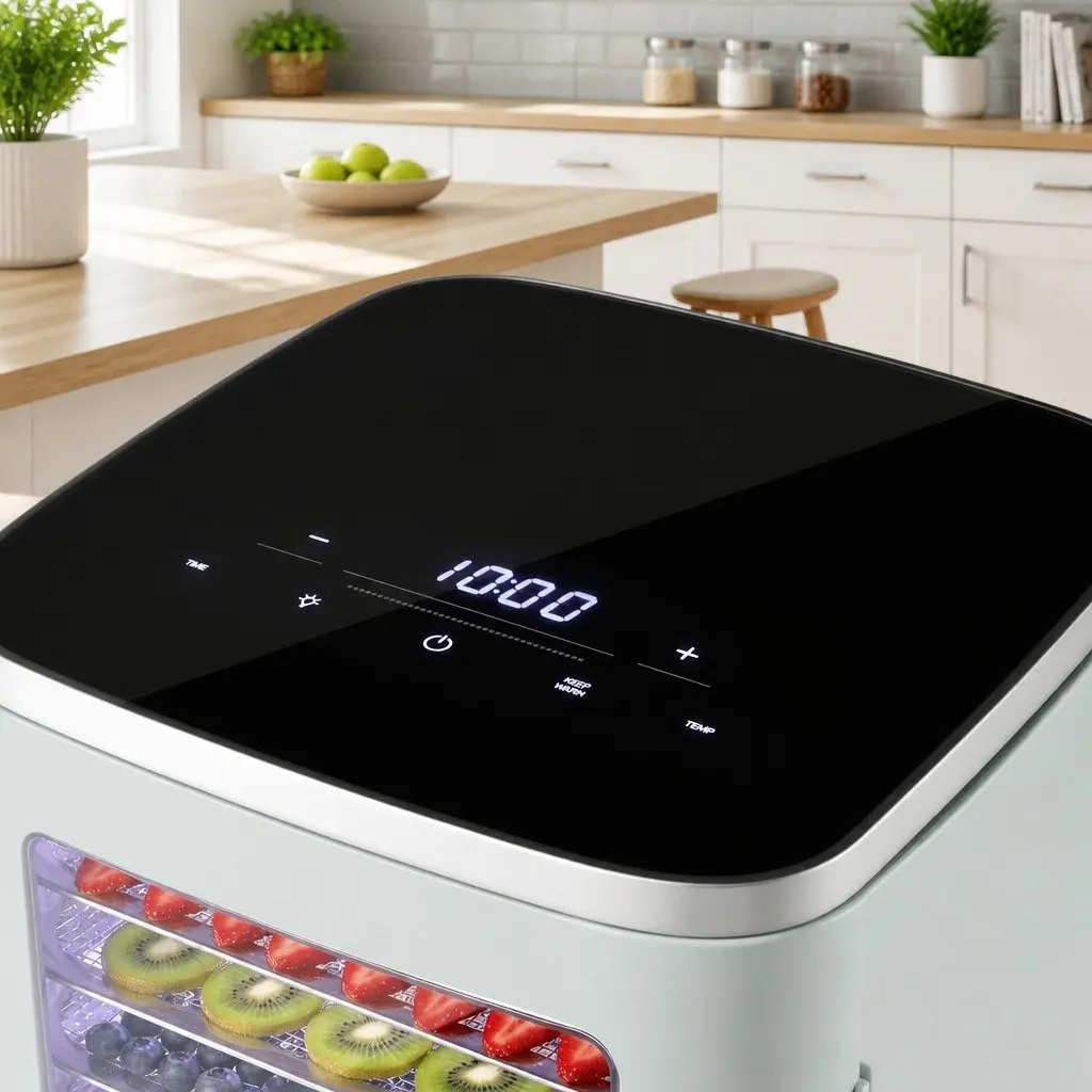 Food Dehydrator Machine 5 Tray Compact Fruit Dryer Green Adjustable Temperature Control