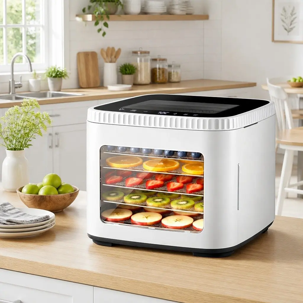 Food Dehydrator Machine Mini Benchtop 5 Tray White for Drying Fruits Jerky Vegetables