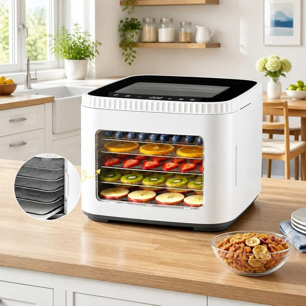 Food Dehydrator Machine Mini Benchtop 5 Tray White for Drying Fruits Jerky Vegetables
