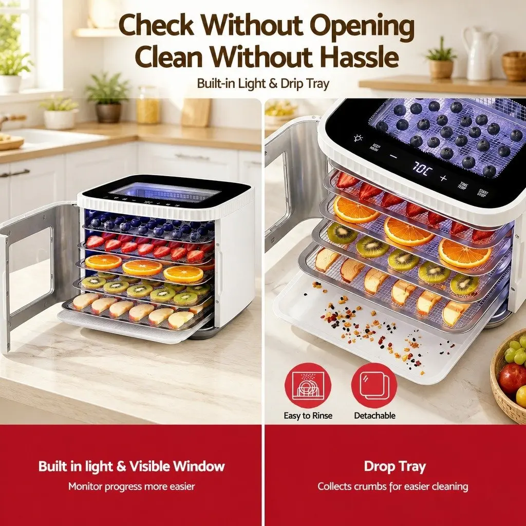 Food Dehydrator Machine Mini Benchtop 5 Tray White for Drying Fruits Jerky Vegetables