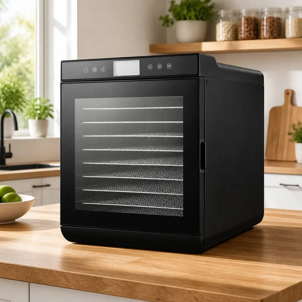 Food Dehydrator Digital Temperature Control 10 Trays Stainless Steel Black