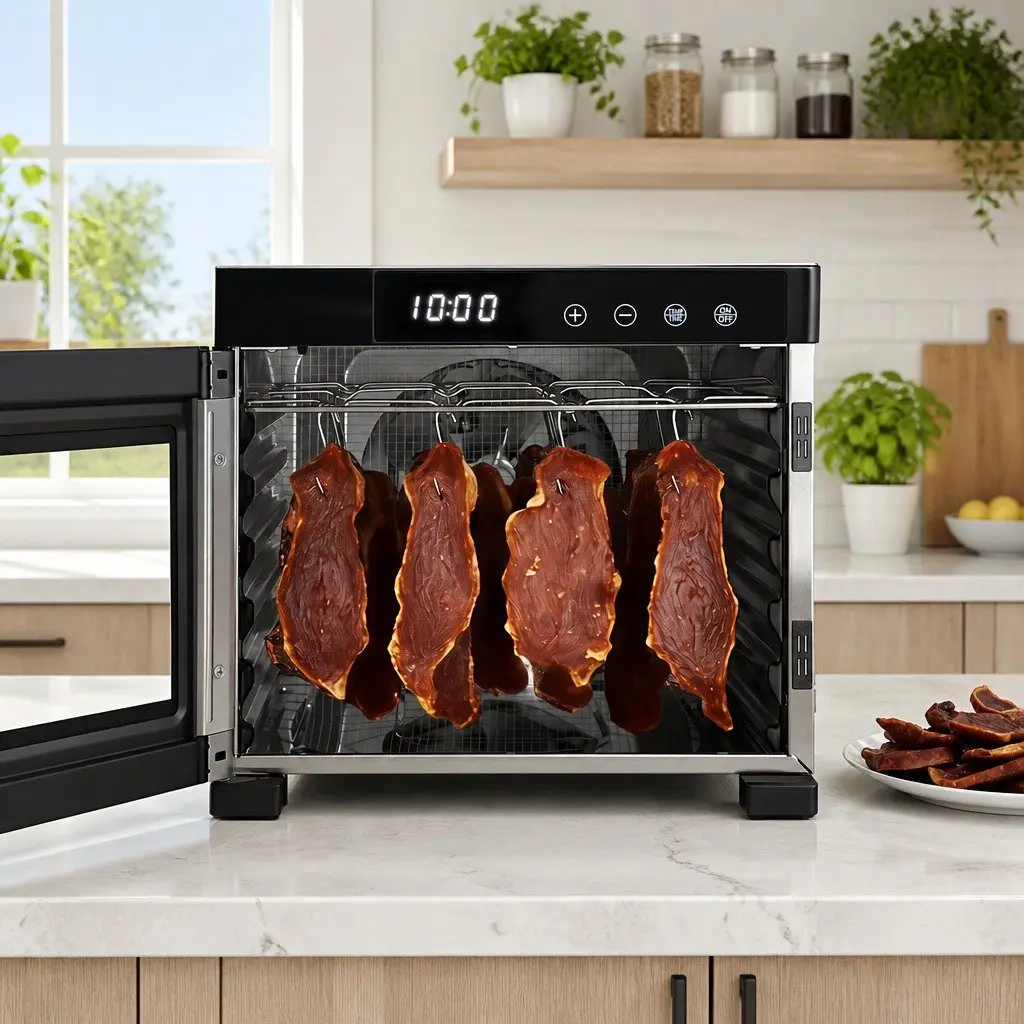 Food Dehydrator 6 Tray Fruit Jerky Maker Stainless Steel Silver
