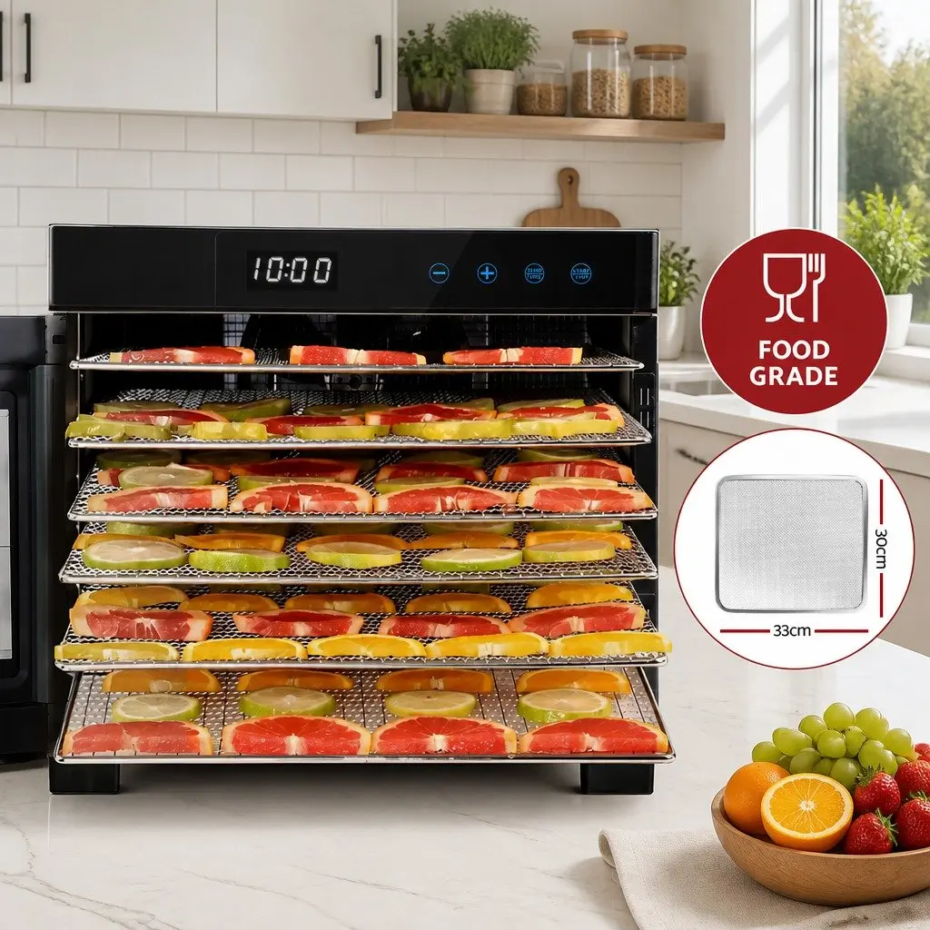 Food Dehydrator 6 Tray Fruit Jerky Maker Stainless Steel Silver